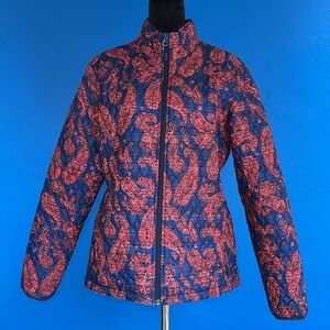 Lands End Paisley quilted red/blue jacket size Large​​